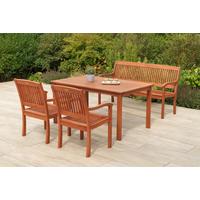 Gartentischgruppe Maracaibo 4-tlg. - Eukalyptusholzfarben, KONVENTIONELL, Holz - Gardenson