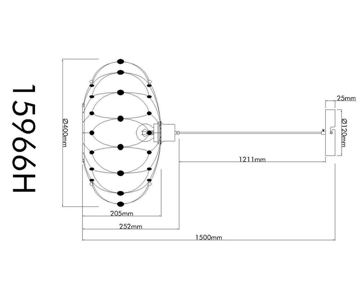 HÄNGELEUCHTE 15966H GREYS - Goldfarben/Schwarz, Design, Kunststoff/Metall (40/150cm) - Globo