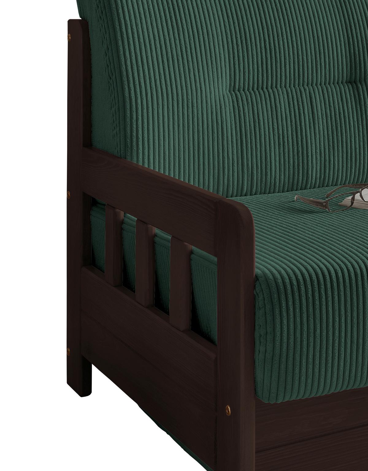 Schlafsofa Camino Holzkorpus Nussbaum/Dunkelgrün - Dunkelgrün/Nussbaumfarben, MODERN, Holz/Textil (154/88/90cm) - Livetastic