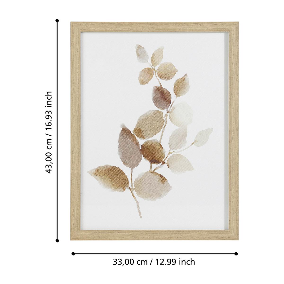 Druckgrafik Roberval Braun/Weiß/Taupe ca. 33x43cm - Taupe/Nussbaumfarben, Trend, Glas/Papier (33/1,6/43cm) - Eglo