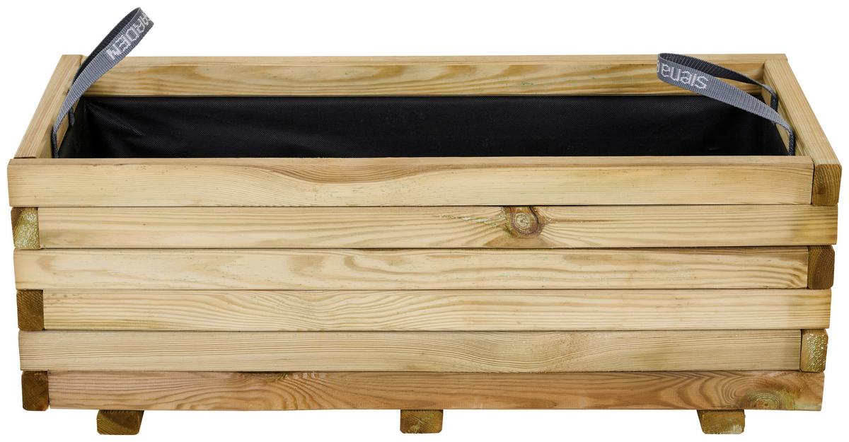 Blumenkasten Kieferfarben/Schwarz - Schwarz/Kieferfarben, Basics, Holz/Textil (90/40/33cm) - Siena Garden