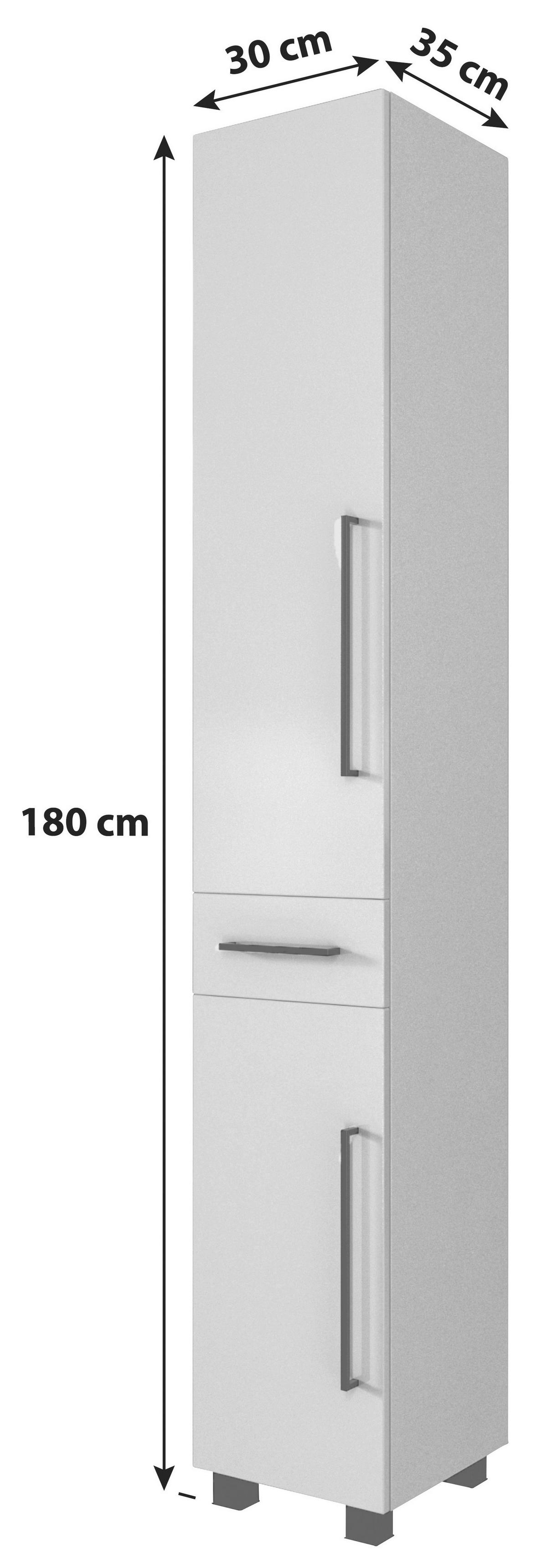 Seitenschrank in Weiss 'Luzern' - Schwarz/Weiß, KONVENTIONELL, Holzwerkstoff/Kunststoff (30/180/35cm) - Held