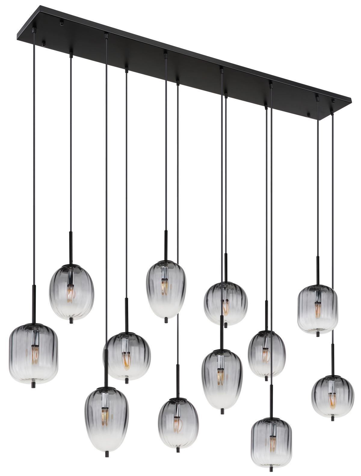 HÄNGELEUCHTE 15215-12 - Klar/Schwarz, Design, Glas/Kunststoff (160/34/130cm) - Globo