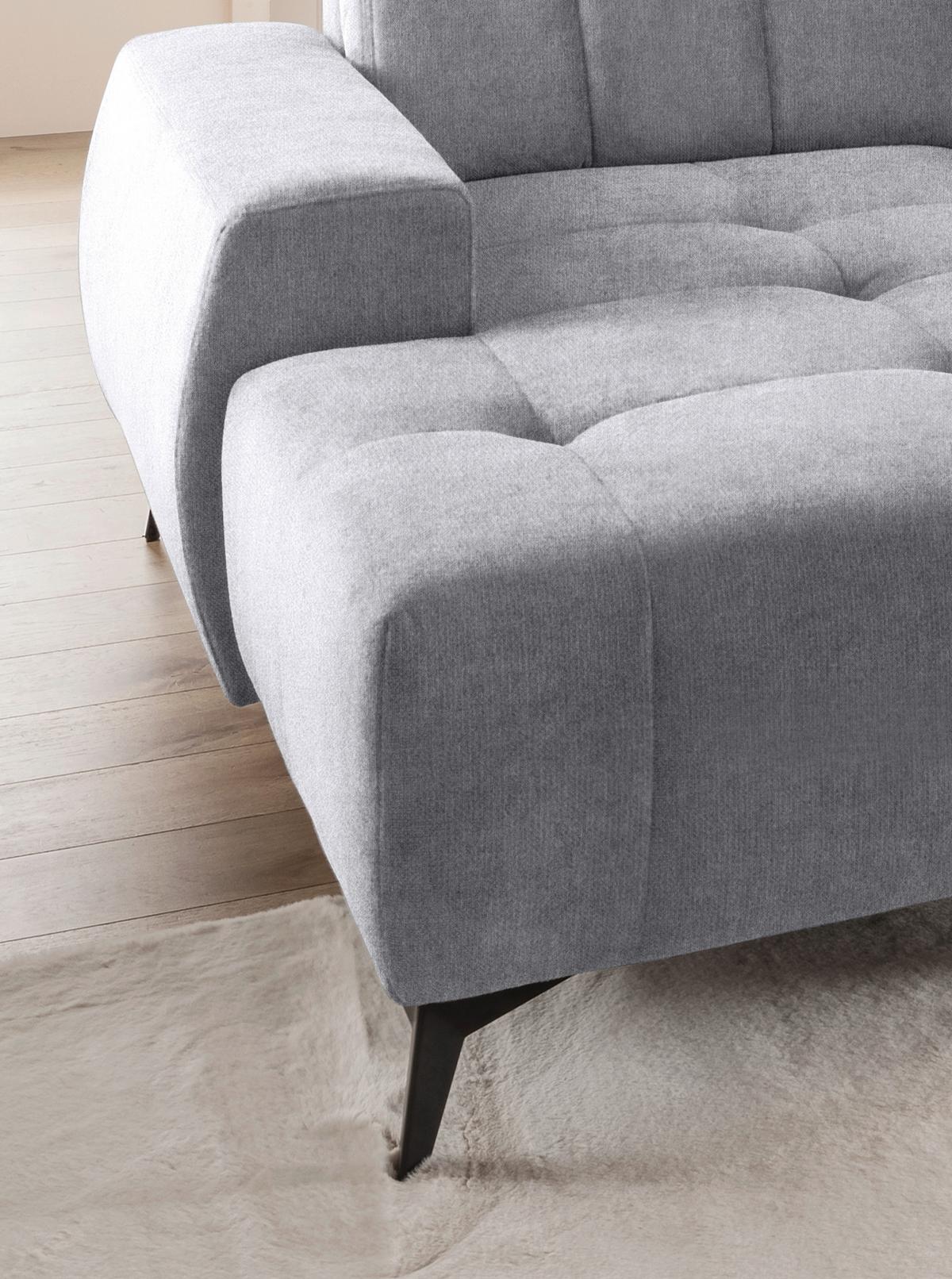 WOHNLANDSCHAFT SANO - Hellgrau/Schwarz, MODERN, Textil/Metall (180/337/200cm) - Livetastic