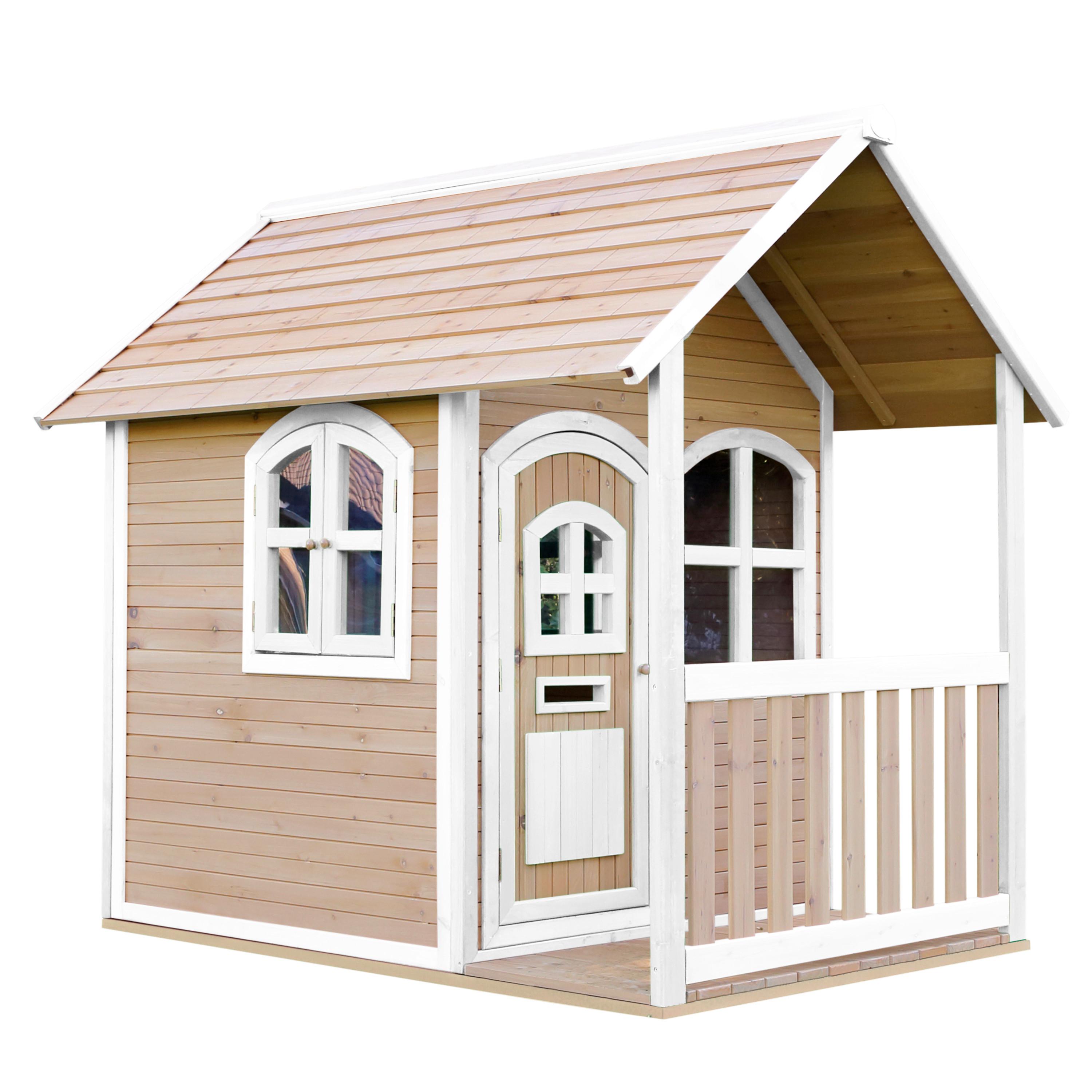 Spielhaus Alex aus Zedernholz - Braun/Weiß, Basics, Holz (137/178/191cm) - Ambia Garden