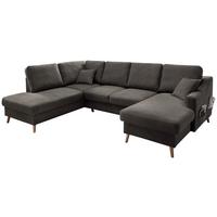 Wohnlandschaft Valentina Braun Struktur - Braun/Naturfarben, KONVENTIONELL, Holz/Textil (200/301/150cm) - P & B