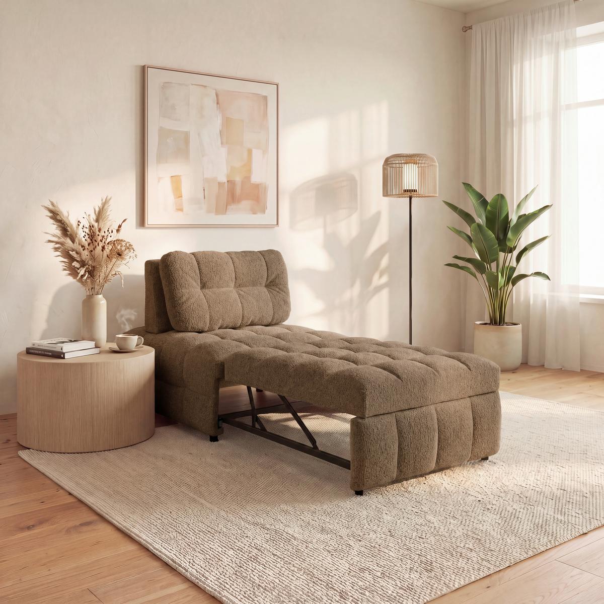 Schlafsessel Liara Webstoff Mokka - Schwarz/Mokka, MODERN, Holz/Textil (88/87/110cm) - Bessagi Home
