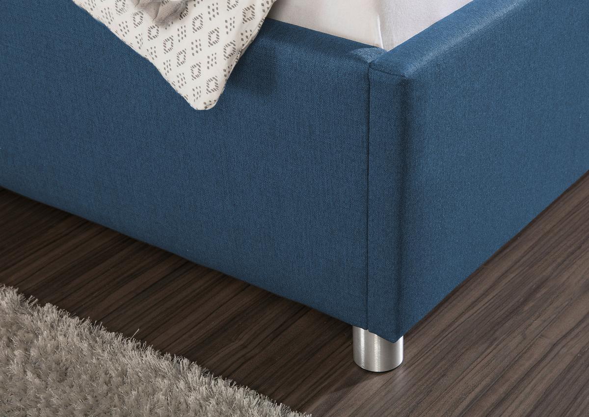 Polsterbett Fraser Blau ca. 160x200 cm - Blau/Alufarben, MODERN, Textil/Metall (160/200cm) - Livetastic