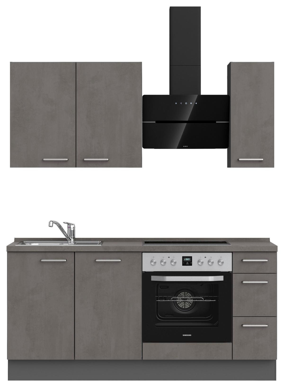 Küchenblock Riva High m. Geräten Schieferfarben - Schieferfarben/Edelstahlfarben, MODERN, Holzwerkstoff/Metall (180cm) - Nobilia