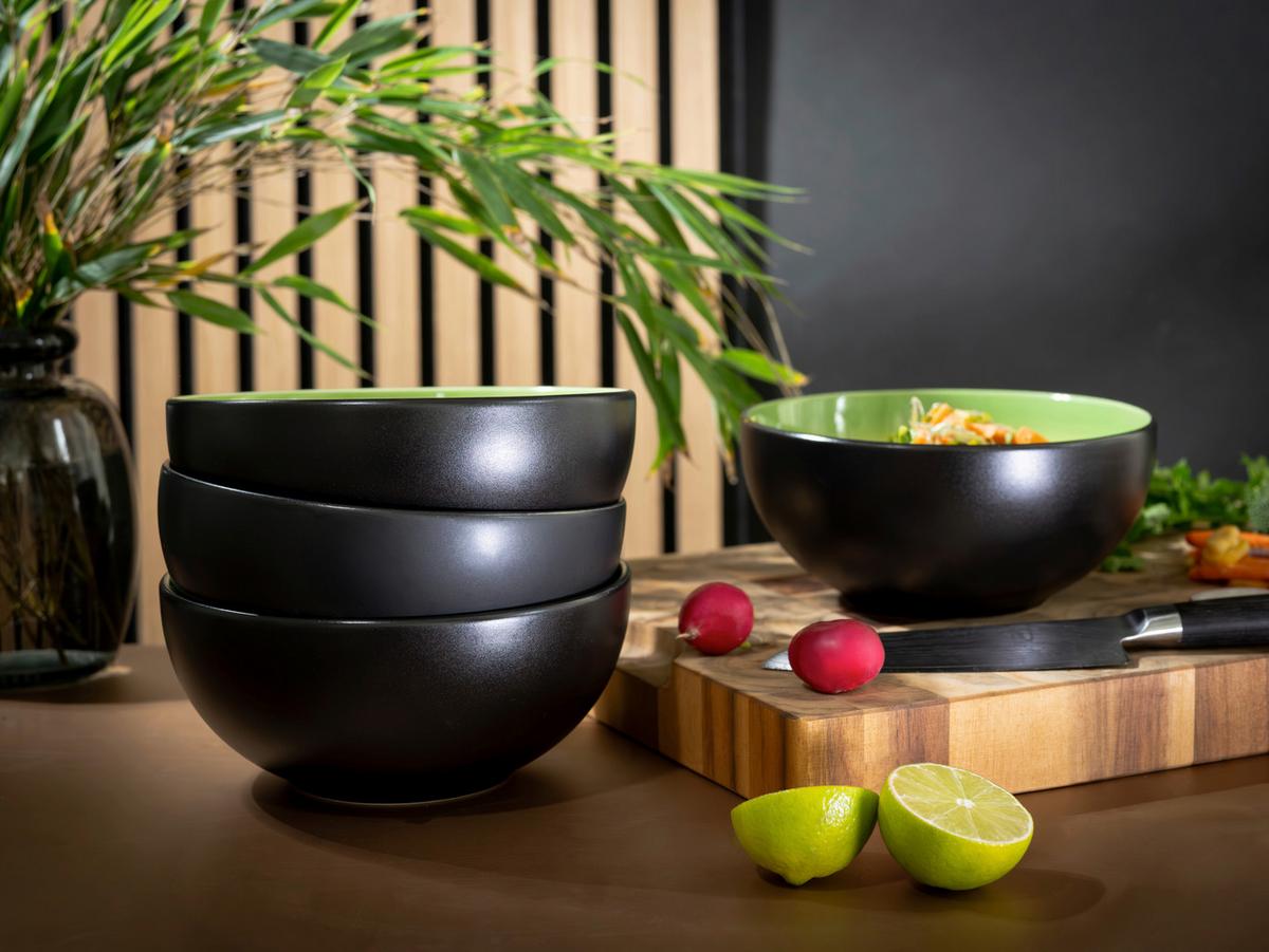Tálszett 24930 Hot Green Buddha Bowl - sárga/fekete, Basics, kerámia (17,5/8,5cm) - Creatable