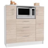 Kredenca Esilo, Hrast, Bela - bela/barve aluminija, Design, kovina/leseni material (109/110/40cm) - MID.YOU