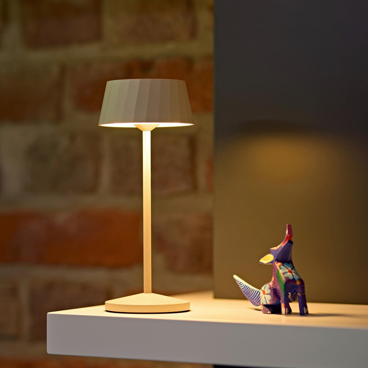LAMPA STOŁOWA Z AKUMULATOREM 4522201 FACETTA - beżowy, Basics, metal (9,2/9,2/22,2cm) - Sigor