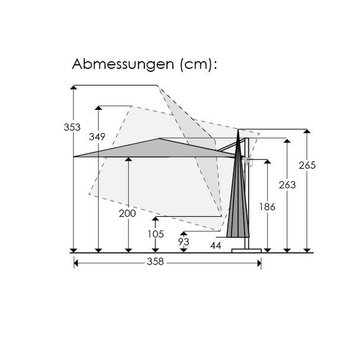 Ampelschirm Rohdos Anthrazit - Eichefarben/Anthrazit, Basics, Textil/Metall (358/263/300cm) - Schneider