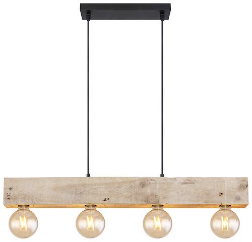 Hängeleuchte Adalie max. 60 Watt - Dunkelbraun/Schwarz, Natur, Holz/Textil (80/6/120cm) - Globo