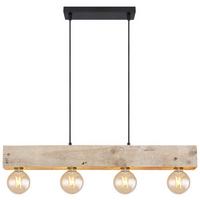 Hängeleuchte Adalie max. 60 Watt - Dunkelbraun/Schwarz, Natur, Holz/Textil (80/6/120cm) - Globo
