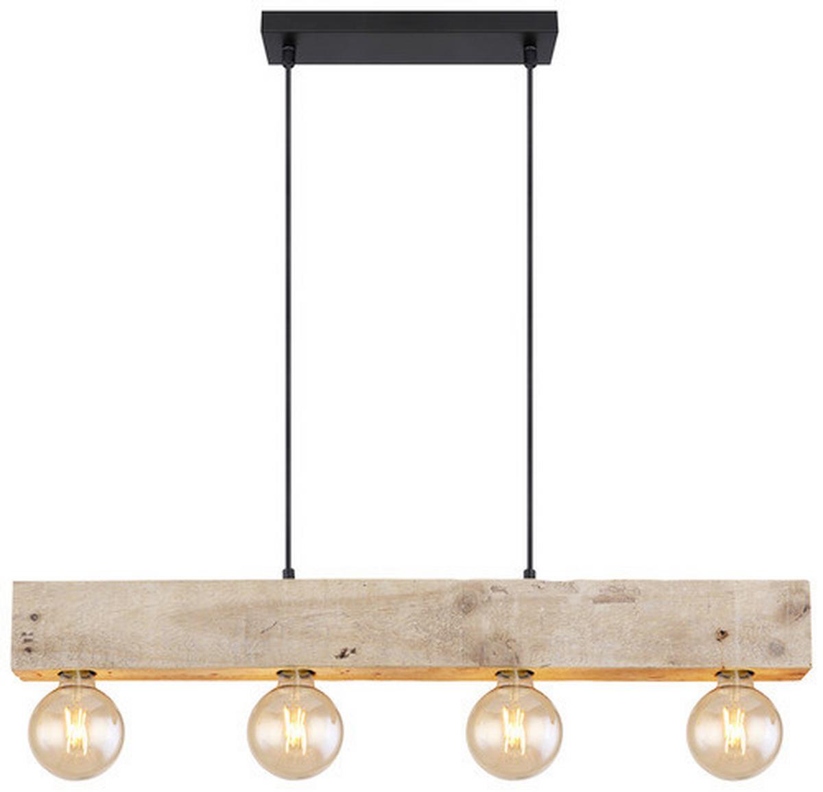 Hängeleuchte Adalie max. 60 Watt - Dunkelbraun/Schwarz, Natur, Holz/Textil (80/6/120cm) - Globo