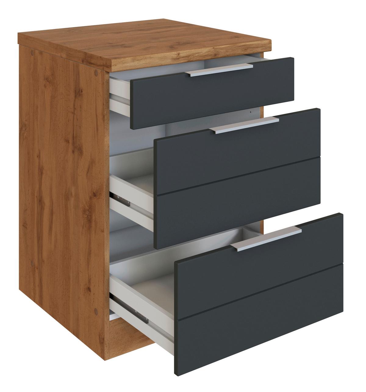 Küchenunterschrank Florenz ca. 60 cm Grau/Eiche - Eiche Wotan/Grau, Design, Holzwerkstoff/Metall (60/86/60cm) - Held