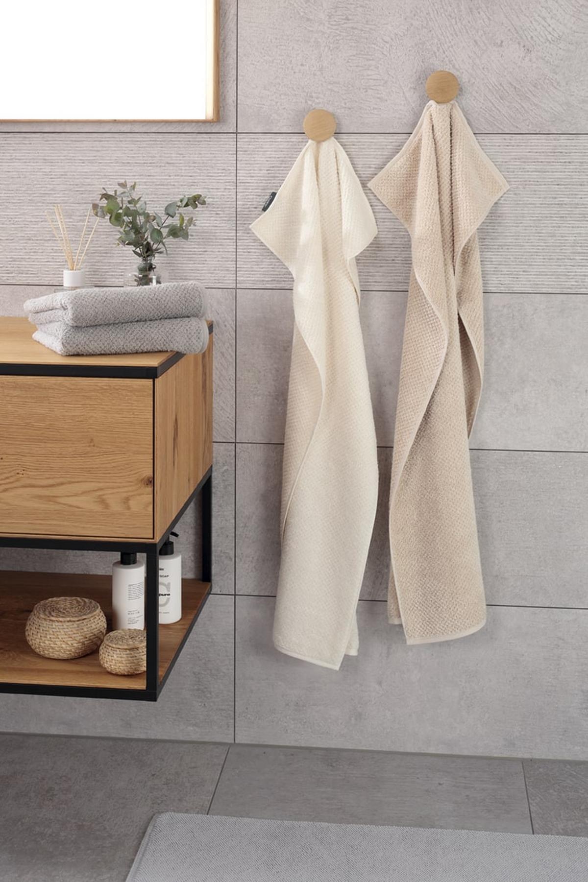 RĘCZNIK PURE UNI - beżowy/kolor naturalny, Basics, tkanina (50/100cm) - Cawoe