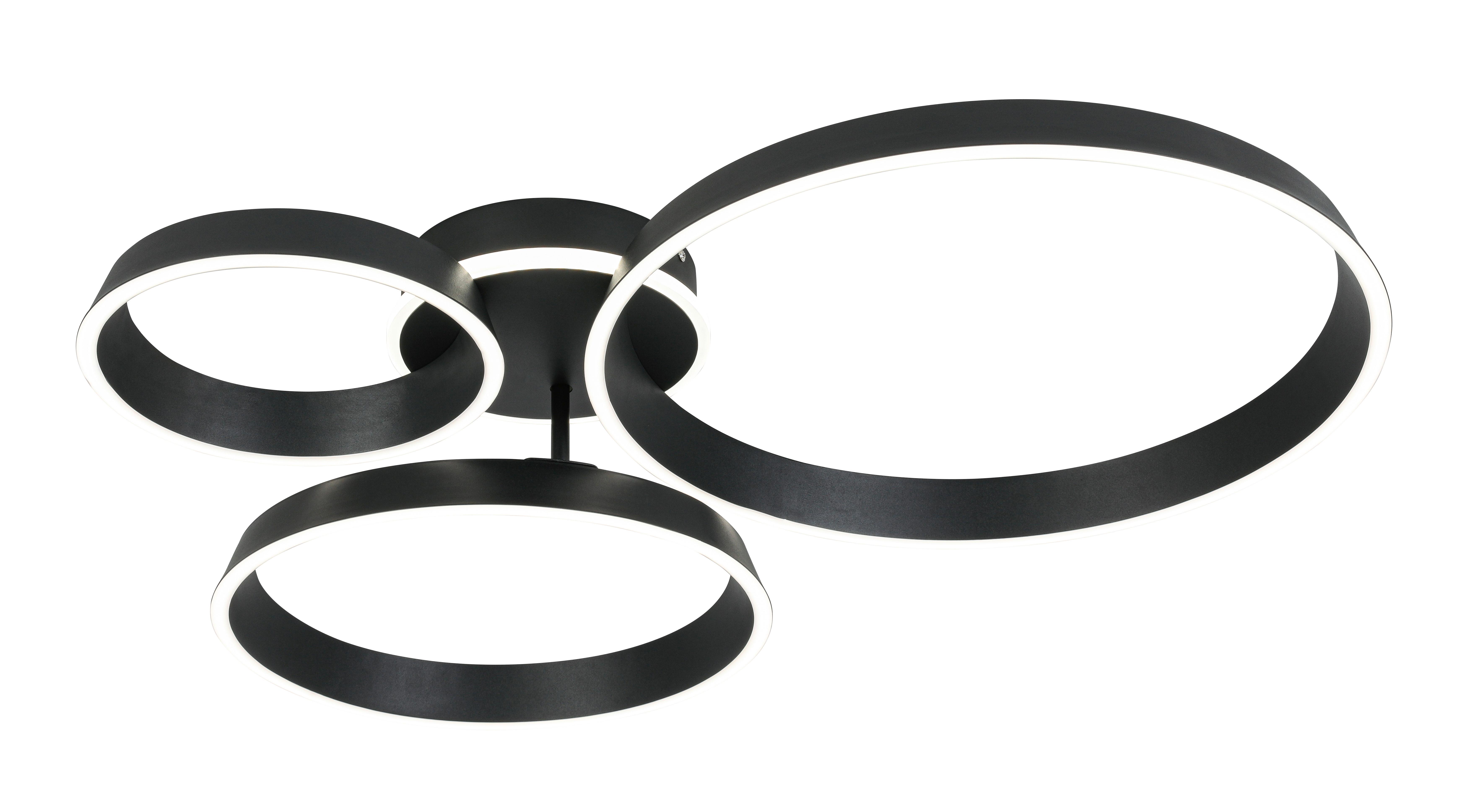 LED-Deckenleuchte Star Schwarz matt max. 42 Watt - Schwarz, MODERN, Kunststoff/Metall (64,5/74,5/14cm) - Mömax