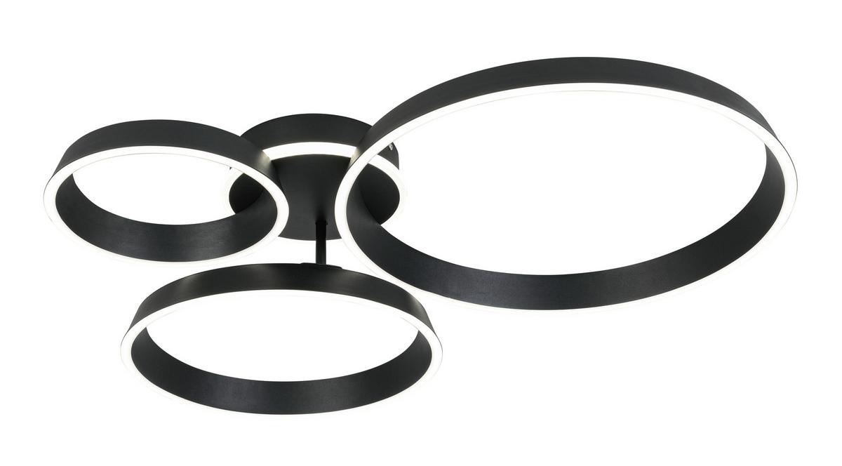 LED-Deckenleuchte Star Schwarz matt max. 42 Watt - Schwarz, MODERN, Kunststoff/Metall (64,5/74,5/14cm) - Mömax