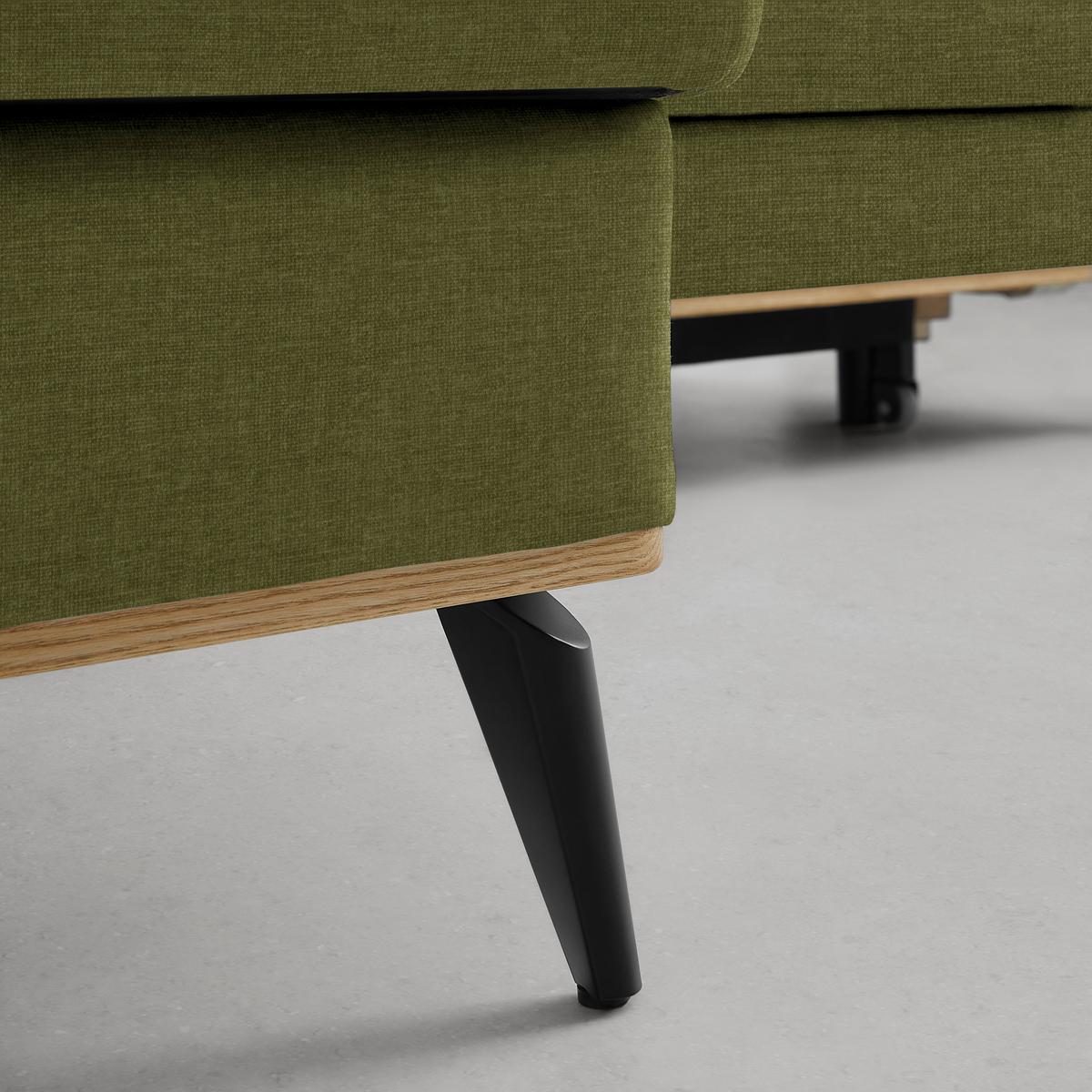 Wohnlandschaft Romeo Grün - Schwarz/Grün, KONVENTIONELL, Textil/Metall (167/87/234cm) - Zandiara