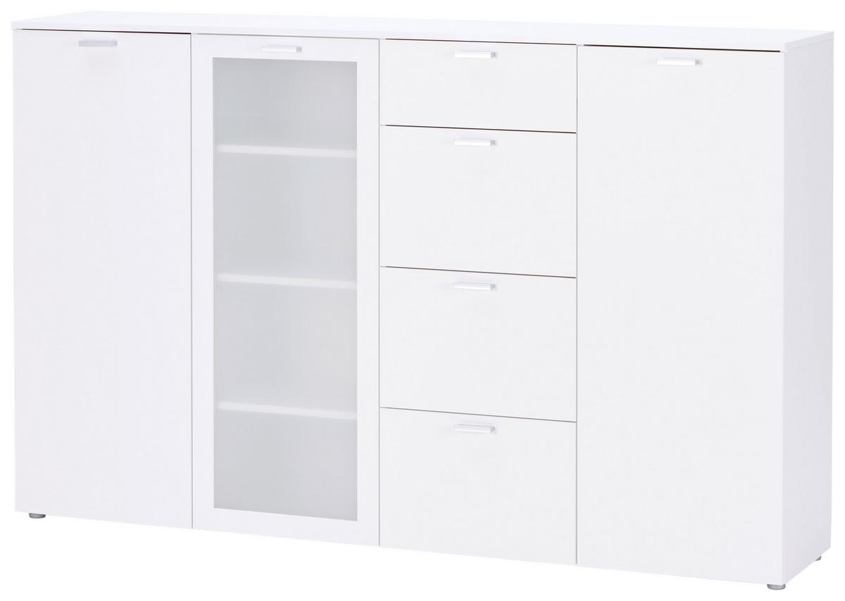 Komoda Xeno, Bela, Mlečno Steklo - bela, Konvencionalno, umetna masa/leseni material (180/115/37cm) - Mömax