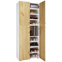 SCHUHSCHRANK LONA XXL 9 DT - Honigeiche/Weiss, Design, Holzwerkstoff/Kunststoff (70/182/39cm) - MID.YOU