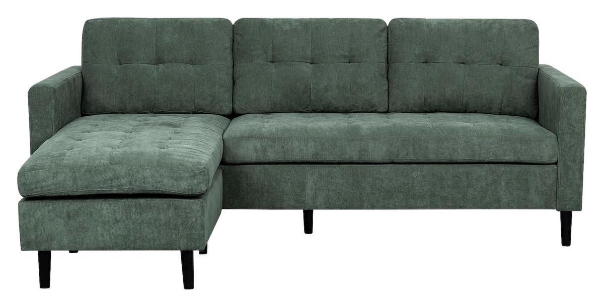 Wohnlandschaft Lillehammer in Grün/Schwarz - Schwarz/Grün, Modern, Holz/Textil (217/80/149cm) - Based