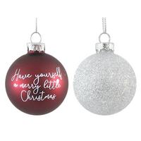 Karácsonyfagömbszett Noella - borvörös/ezüstszínű, Üveg/fém (6cm) - Modern Living