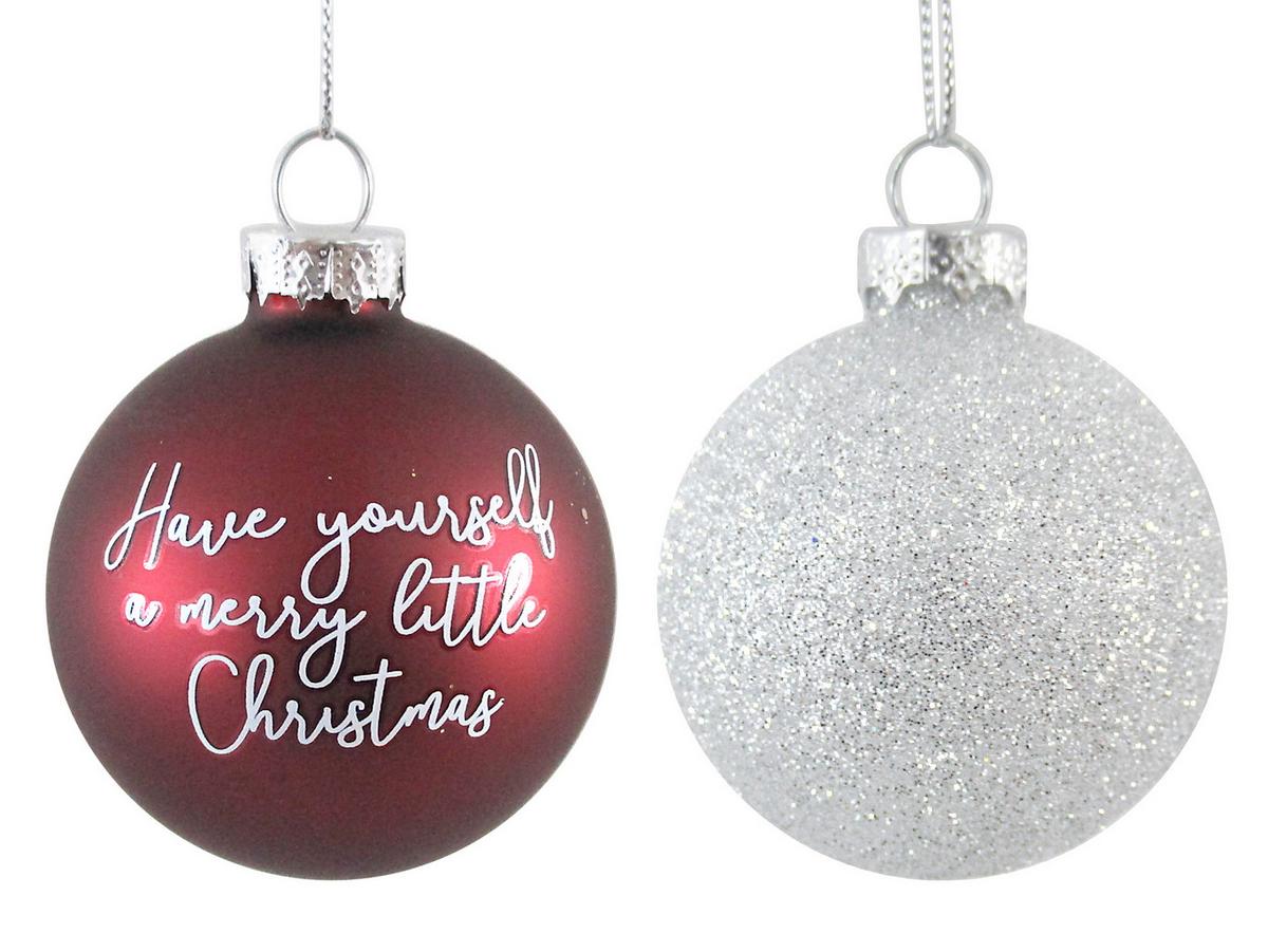 Karácsonyfagömbszett Noella - borvörös/ezüstszínű, Üveg/fém (6cm) - Modern Living