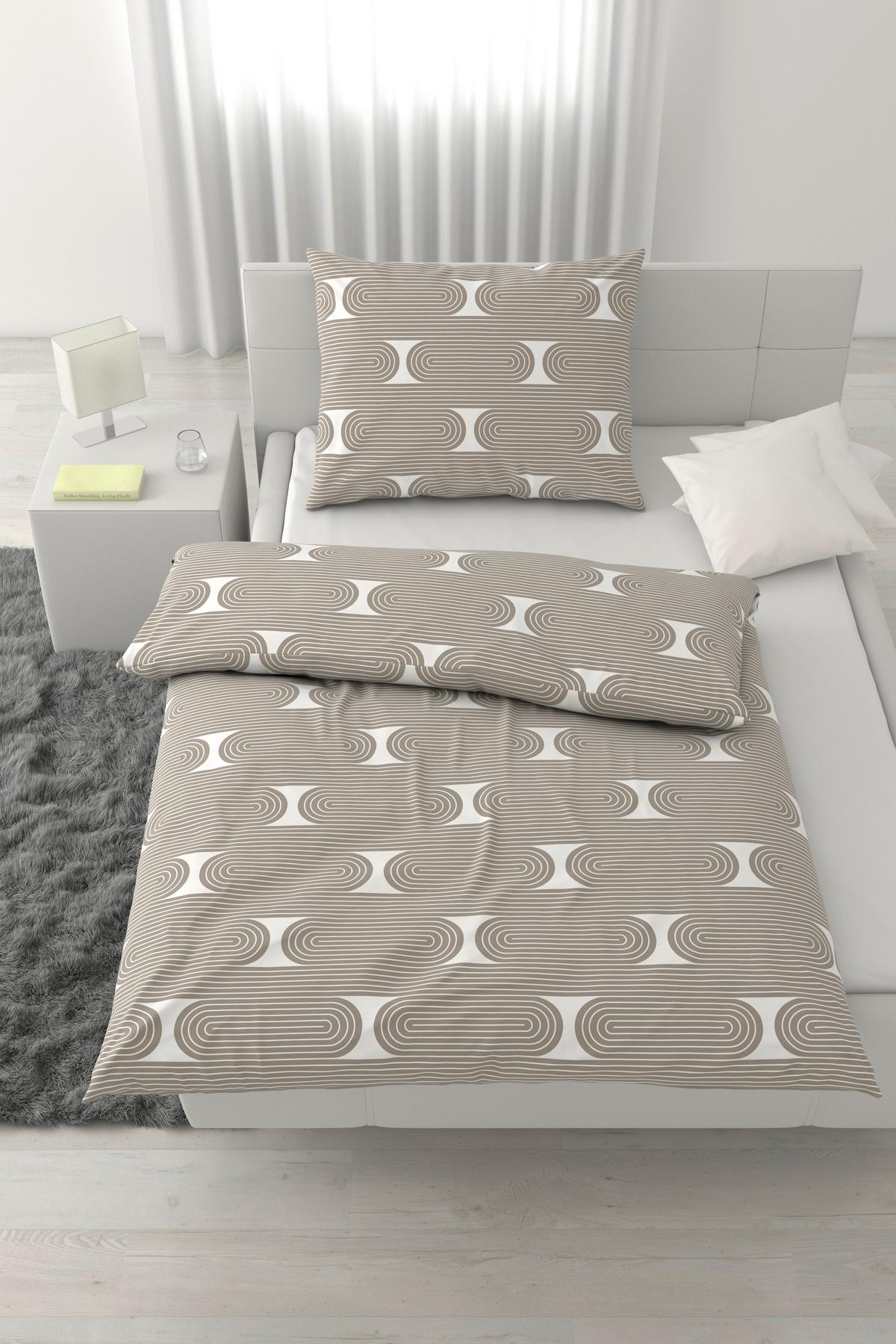 Posteljnina Retro - bela/sivorjava, Moderno, tekstil (140/200cm) - Mömax