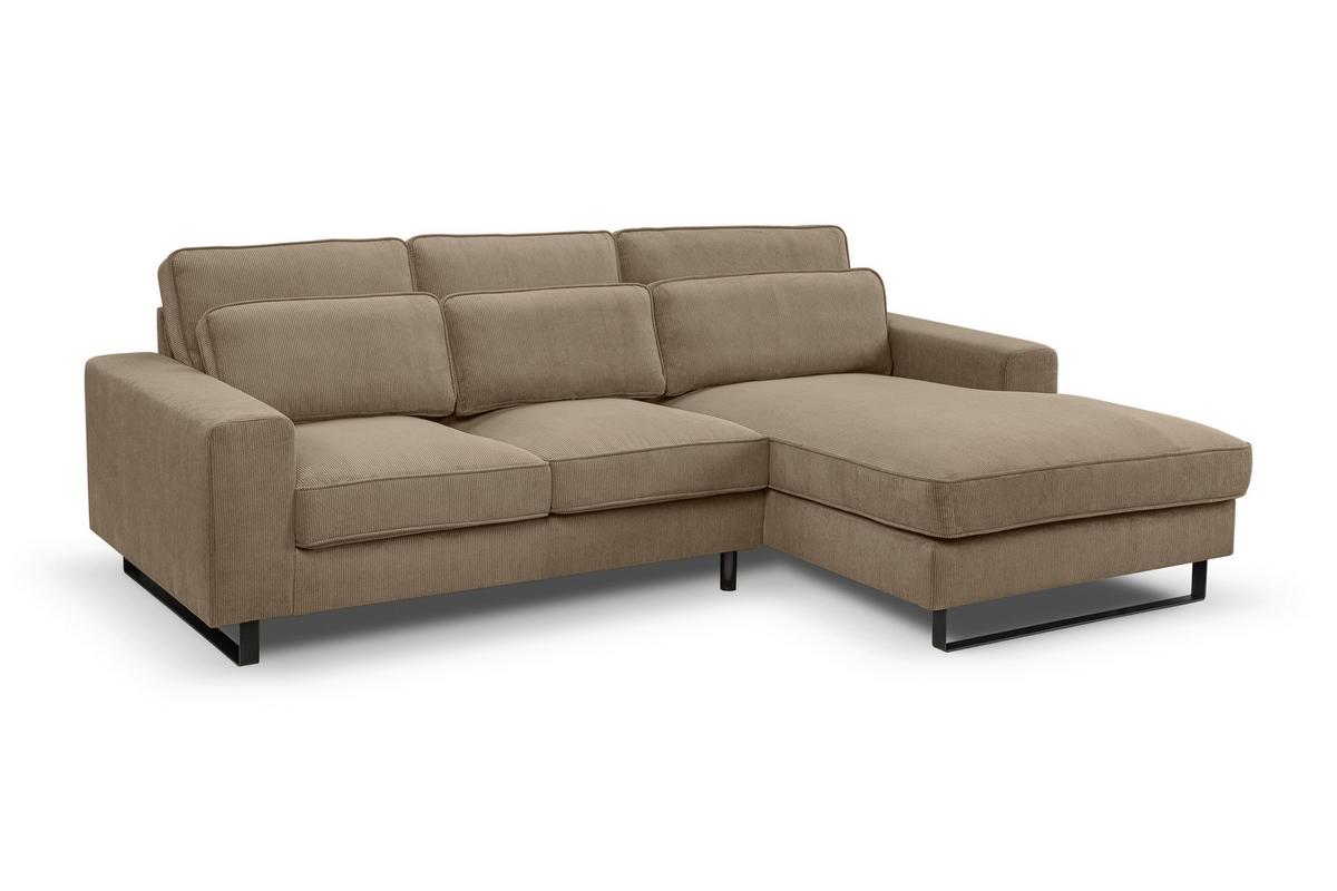 Ecksofa Bolivia Braun-Beige Cord - Beige/Beigebraun, Basics, Holzwerkstoff/Textil (276/183cm) - MID.YOU