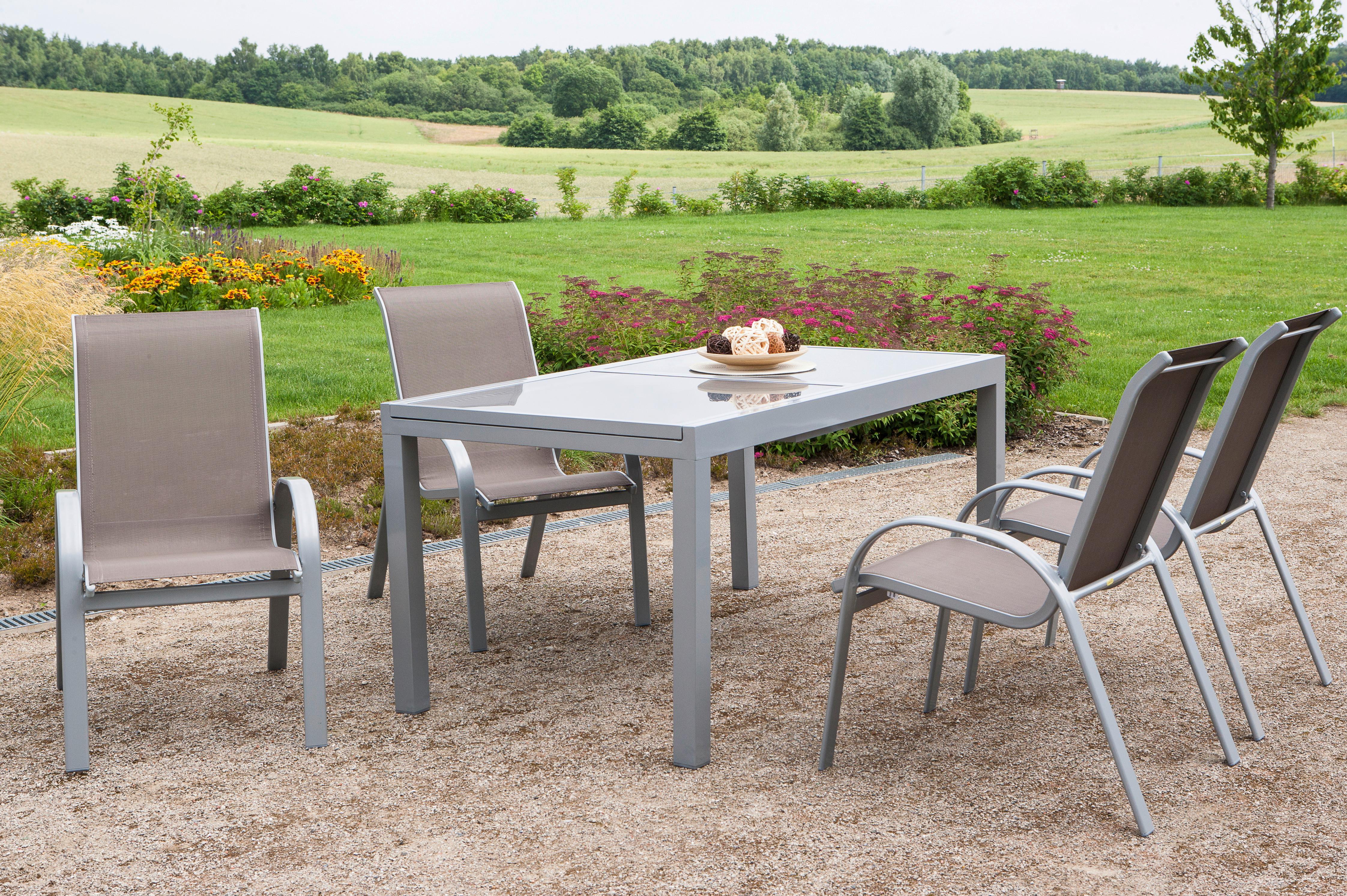 GARTENSET AMALFI - Taupe/Silberfarben, MODERN, Textil/Metall - Gardenson