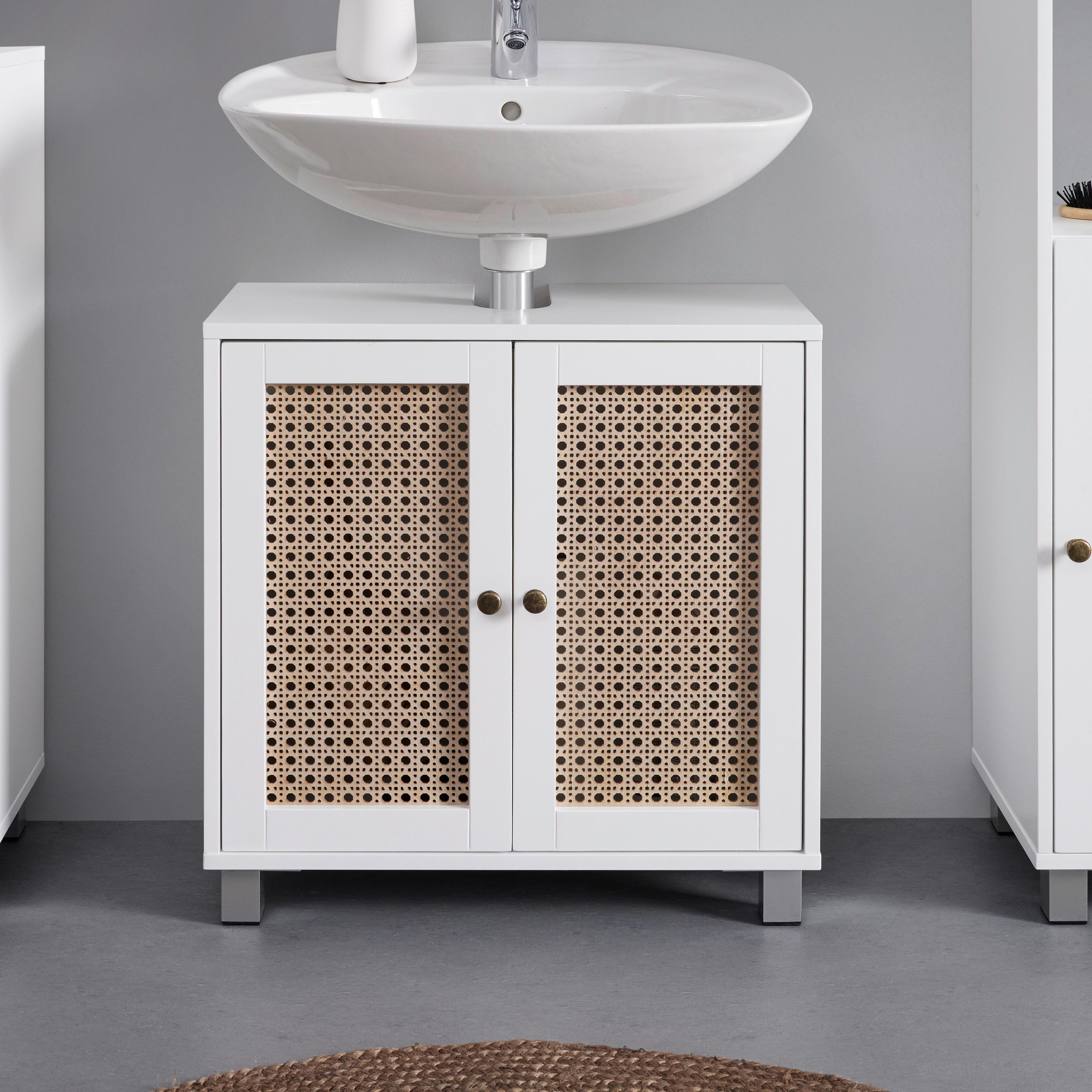 Waschbeckenunterschrank Lisa Natur/Weiß ca. 60x59x30 cm - Naturfarben/Weiß, MODERN, Holzwerkstoff/Kunststoff (60/59/30cm) - Bessagi Home