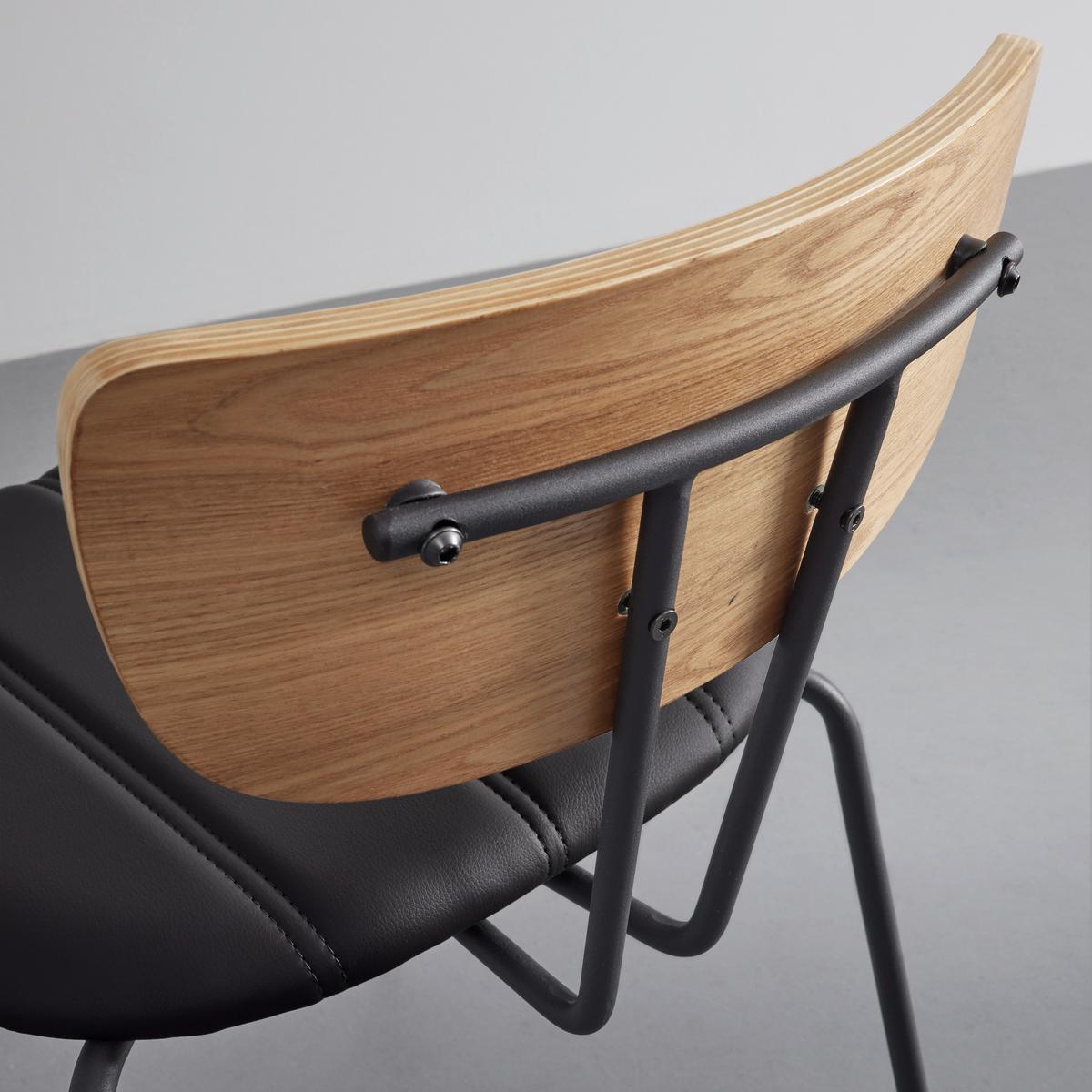 Stuhl Cera Schwarz Lederlook Gepolstert - Hellbraun/Schwarz, MODERN, Holz/Textil (42/78/54cm) - Bessagi Home