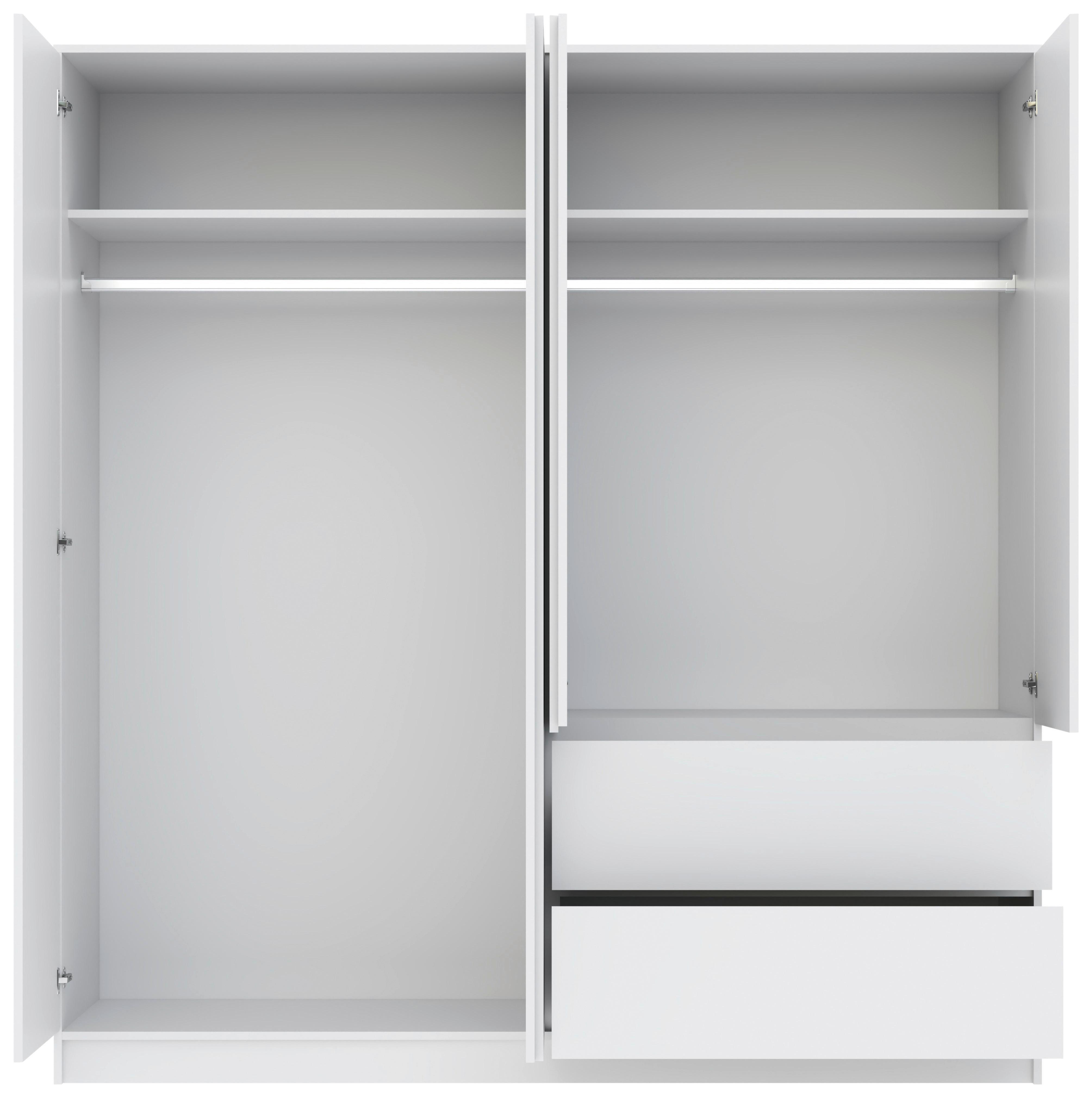Kleiderschrank Basit Weiß - Weiß, KONVENTIONELL, Holzwerkstoff (195/206/57cm) - Mömax
