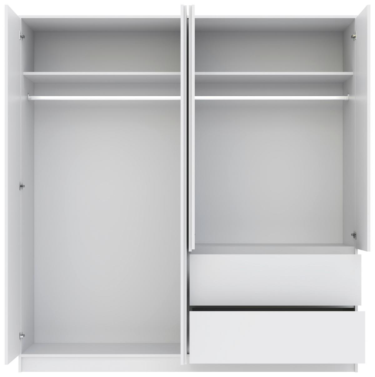 Kleiderschrank Basit Weiss - Weiss, Konventionell, Holzwerkstoff (195/206/57cm) - Mömax