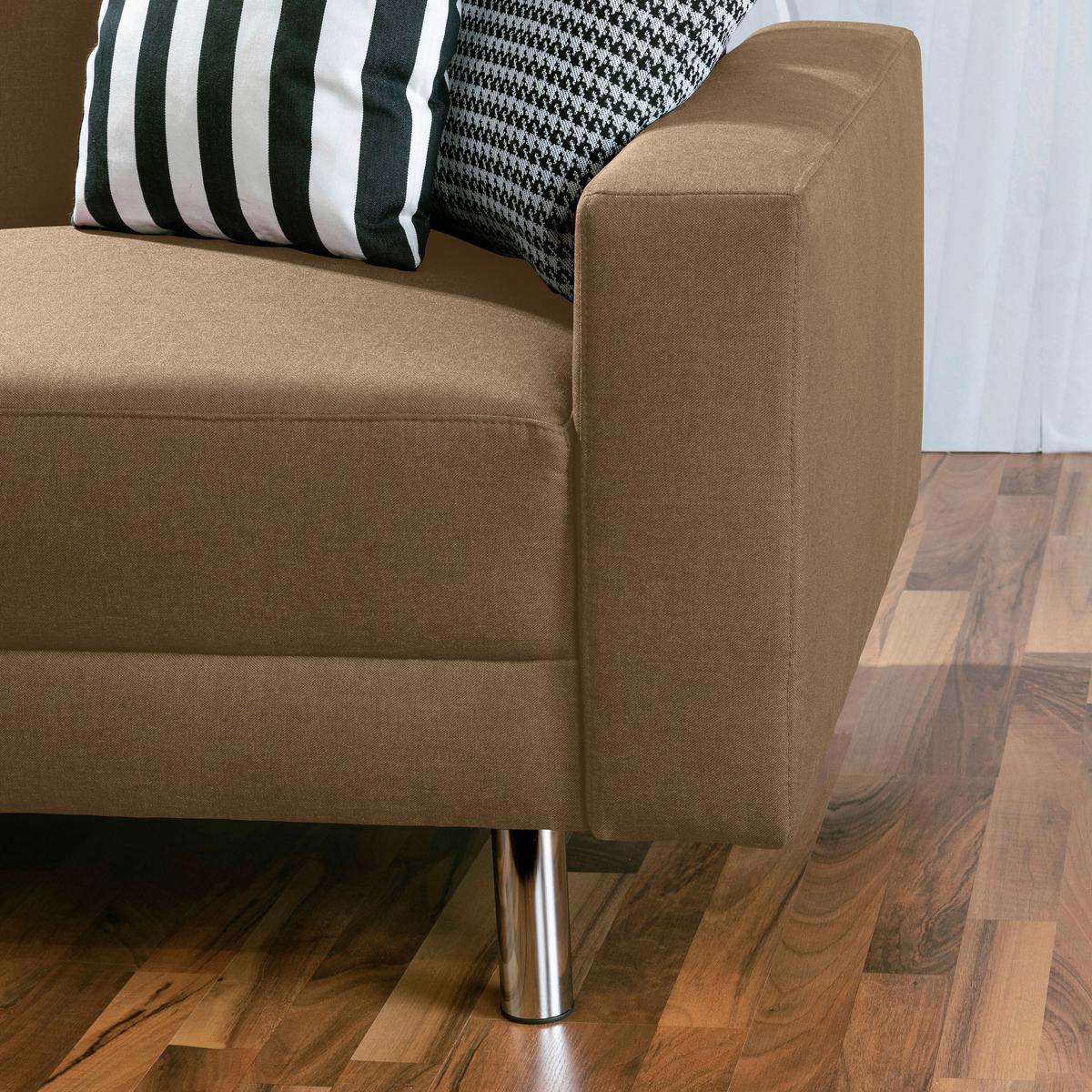 ECKSCHLAFSOFA JUST FASHION - Sandfarben/Chromfarben, KONVENTIONELL, Textil/Metall (152/230cm) - Max Winzer