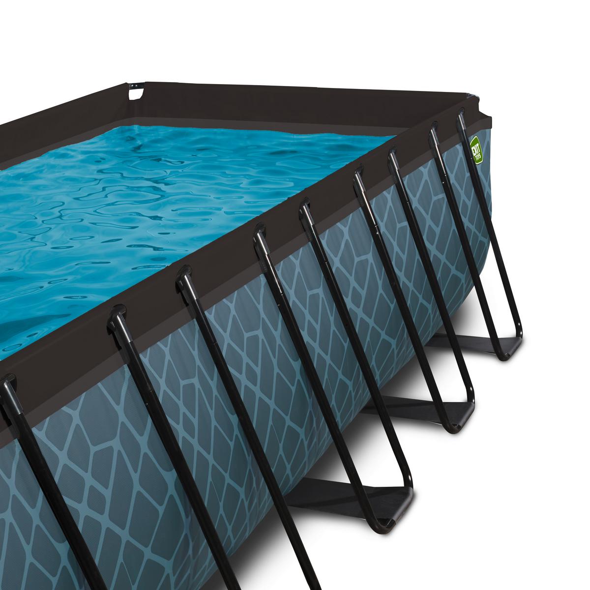 Bazen Exit Stone Pool, Črpalka S Peščenim Filtrom, 540x250cm - siva, Konvencionalno, umetna masa (540/250/100cm) - EXIT Toys