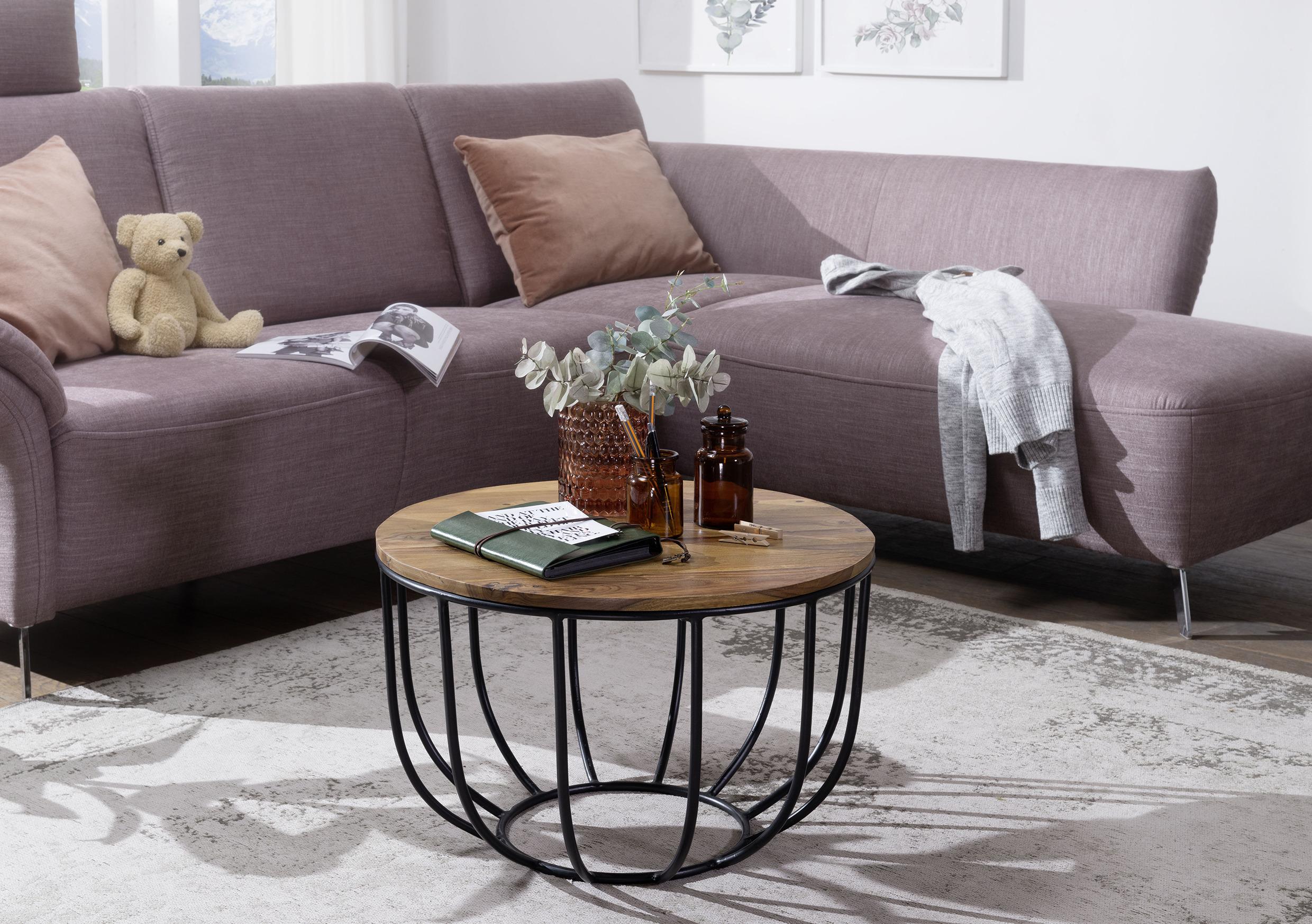 COUCHTISCH Sheeshamfarben - Sheeshamfarben/Schwarz, Design, Holz/Metall (60/60/39cm) - MID.YOU