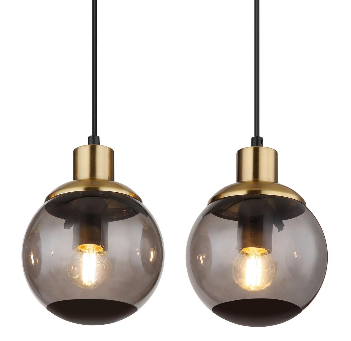Hängeleuchte Potter Schwarz max. 25 Watt - Messingfarben/Schwarz, Design, Glas/Kunststoff (75/15/110cm) - Globo
