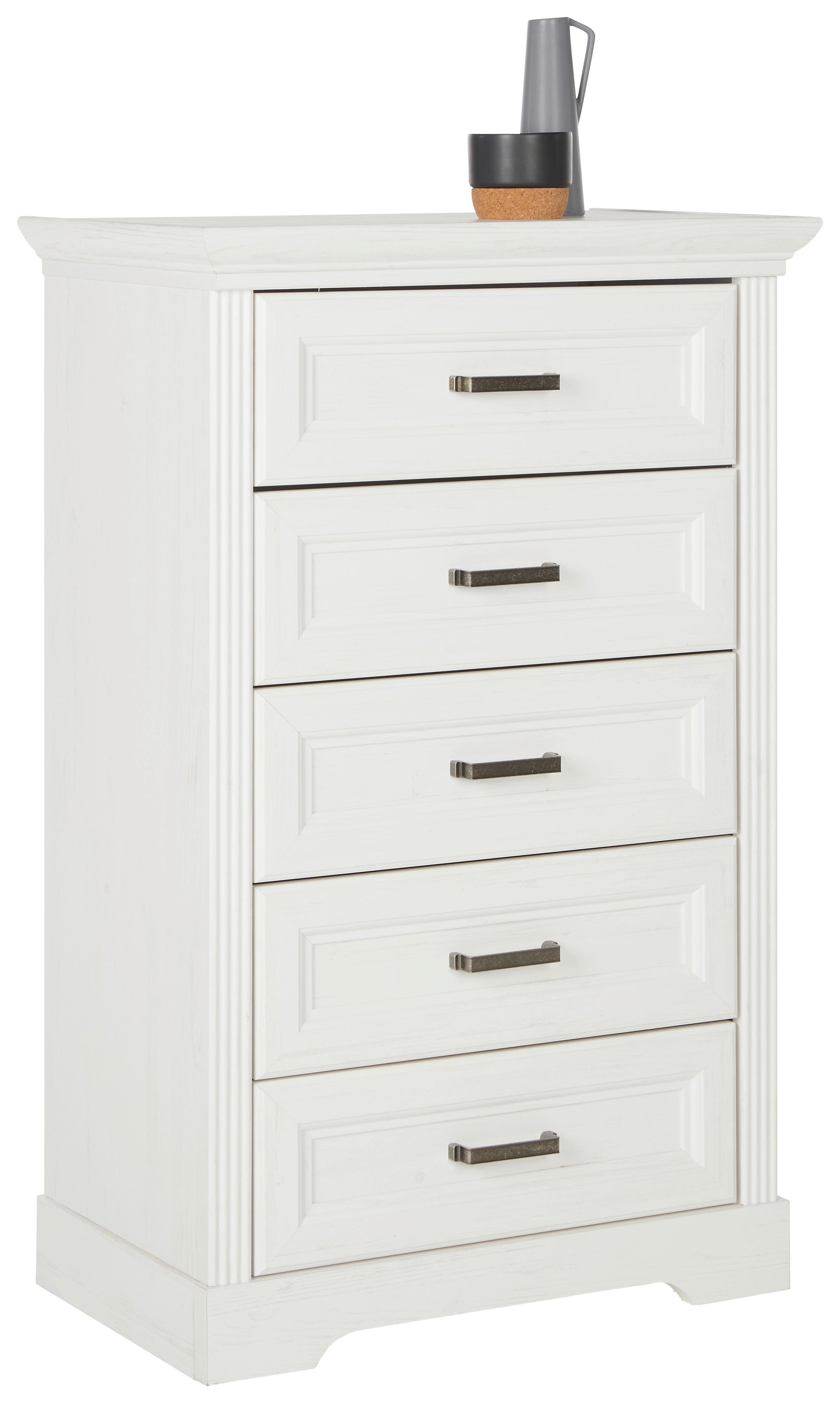 Kommode in Weiss - Weiss/Schwarz, Romantik / Landhaus, Holzwerkstoff/Kunststoff (67/108/41cm) - Zandiara