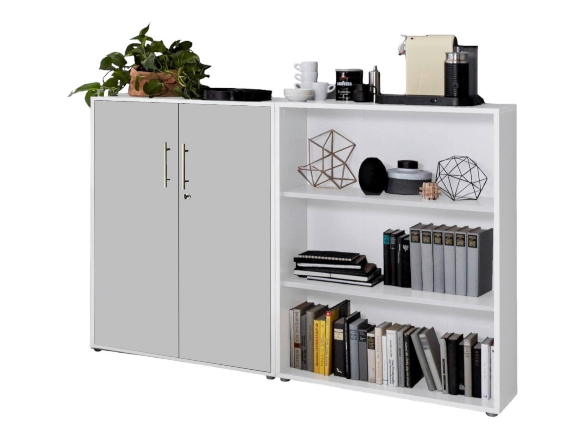 AKTENSCHRANK OFFICE EDITION-SW SET 1 NIEDR. - Hellgrau/Weiß, MODERN, Holzwerkstoff (168,8/113,6/33cm) - MID.YOU
