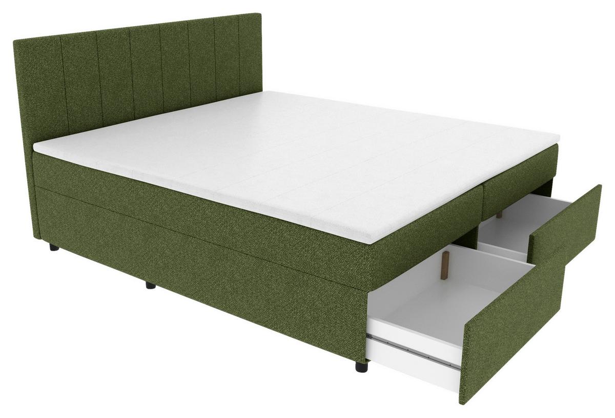 Boxbett Odin Dunkelgrün ca. 180x200cm - Dunkelgrün/Schwarz, KONVENTIONELL, Kunststoff/Textil (180/200cm) - Based