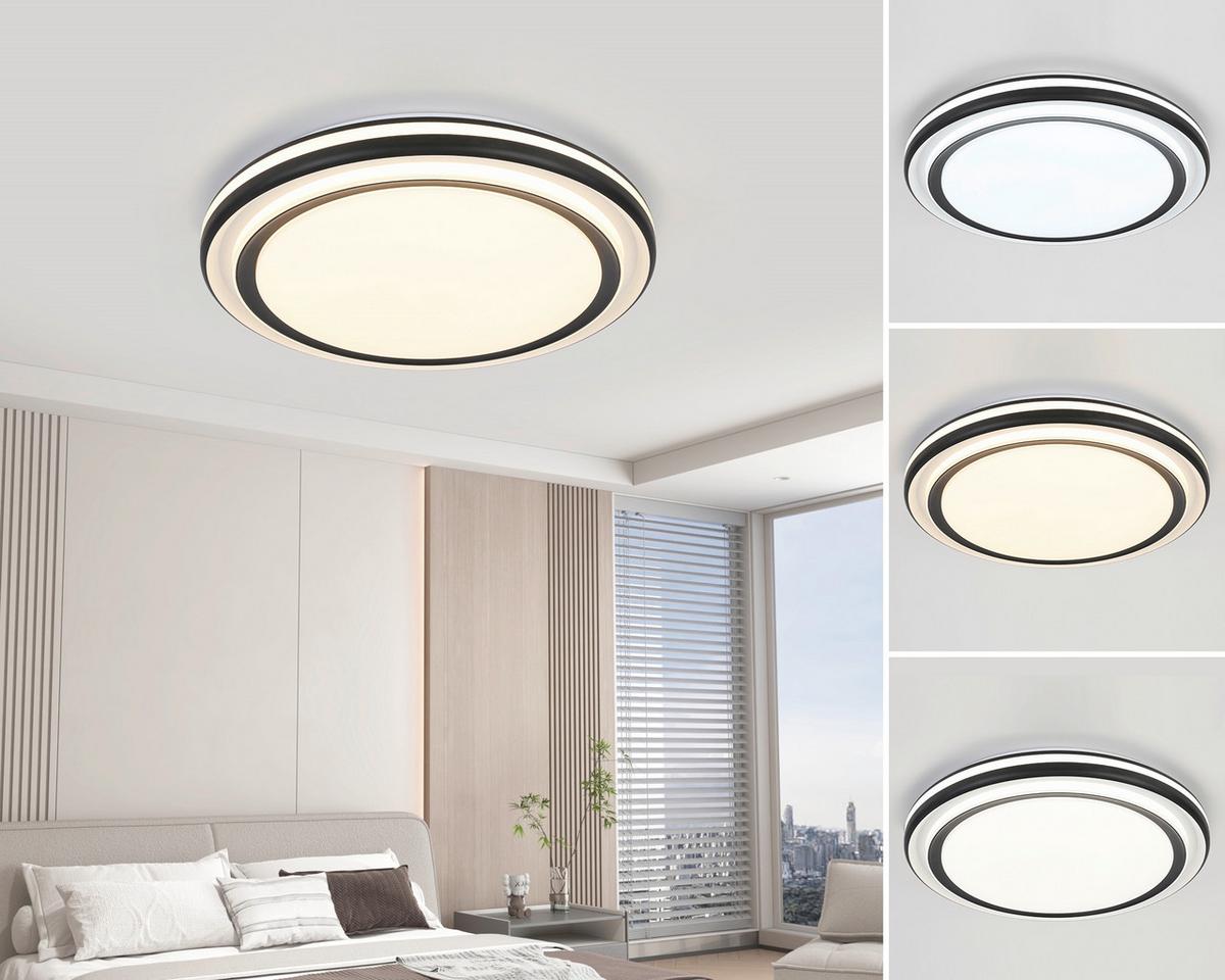 Led Mennyezeti Lámpa Huny - fekete/fehér, Modern, műanyag/fém (65/9cm) - Mömax