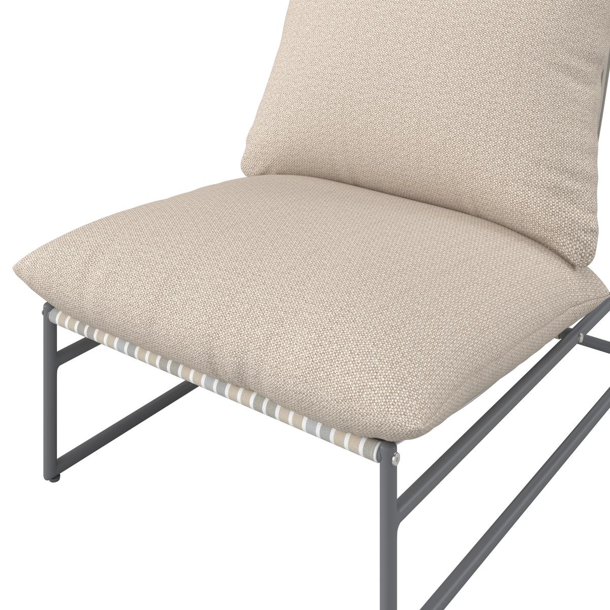 Loungegarnitur Lino creme Textil, Metall inkl. Abdeckung - Dunkelgrau/Multicolor, Modern, Glas/Textil - Bessagi Garden