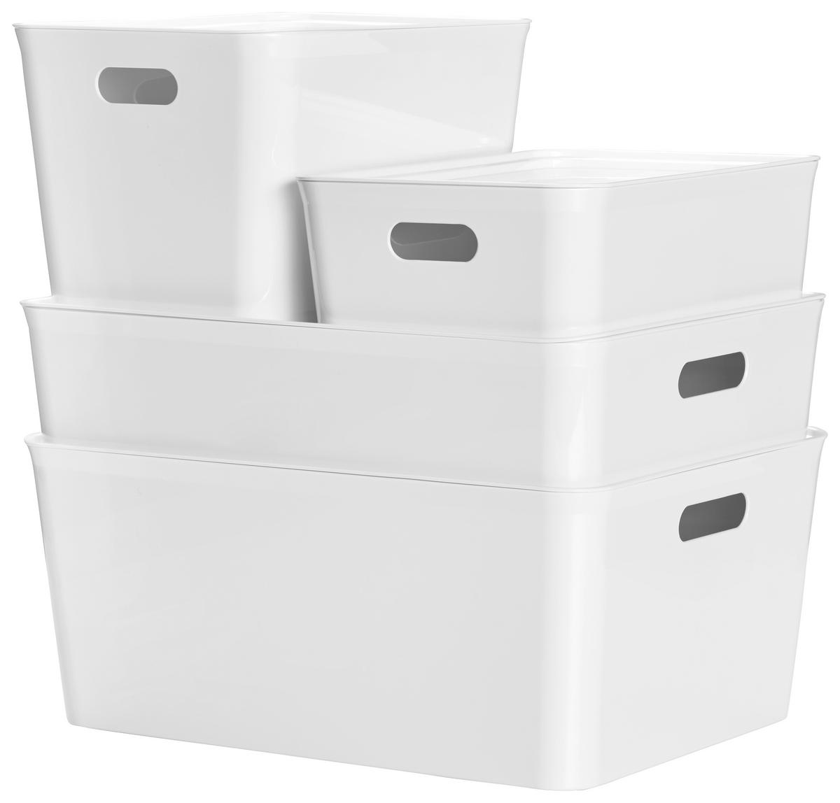 POJEMNIK/PRZECHOWYWANIE-ZESTAW 080835W - biały, Basics, tworzywo sztuczne - Homeware