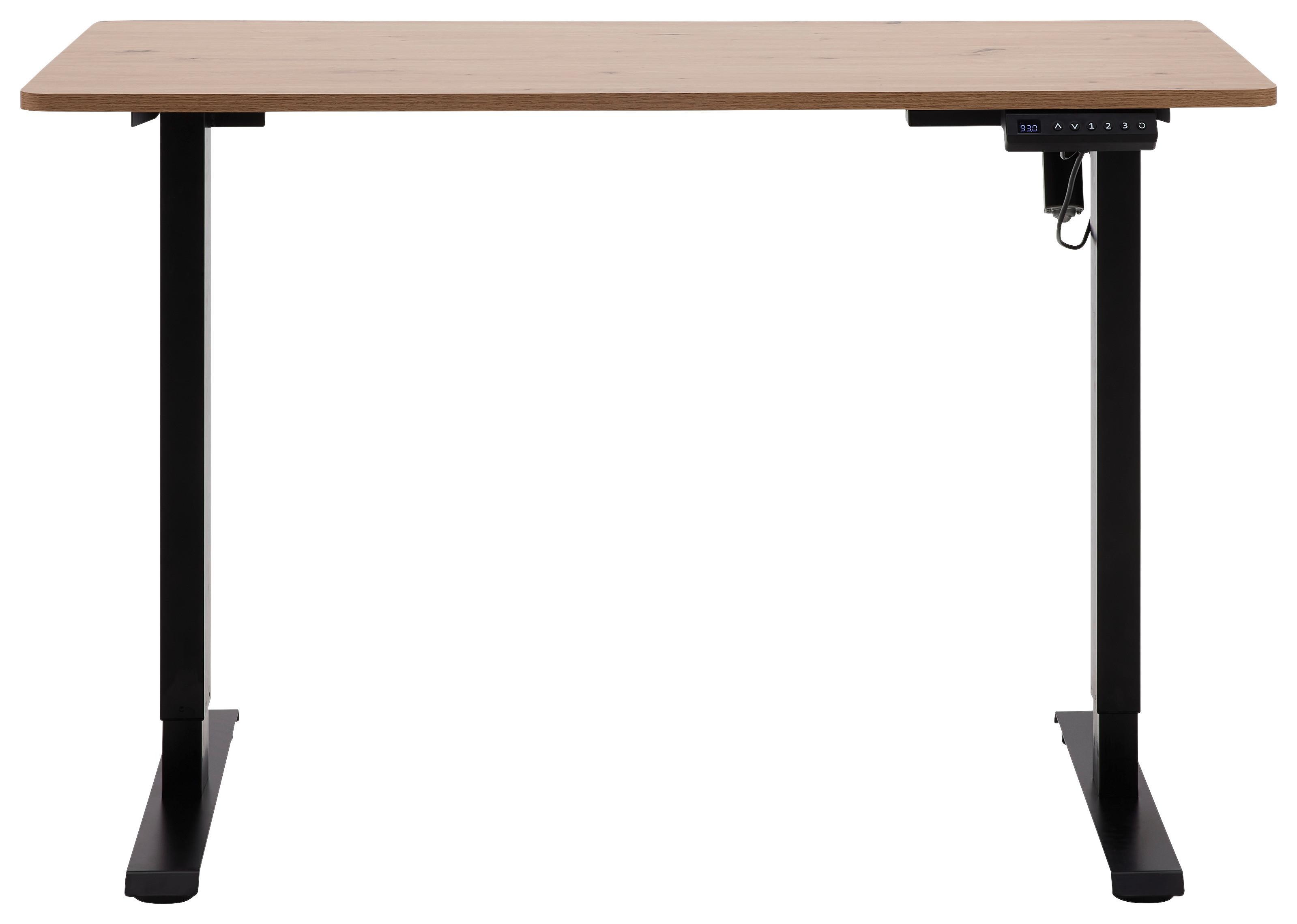 SKRIVBORD EMIL II - svart/ek Artisan, Modern, metall/trämaterial (120/72-118/60cm) - Mömax