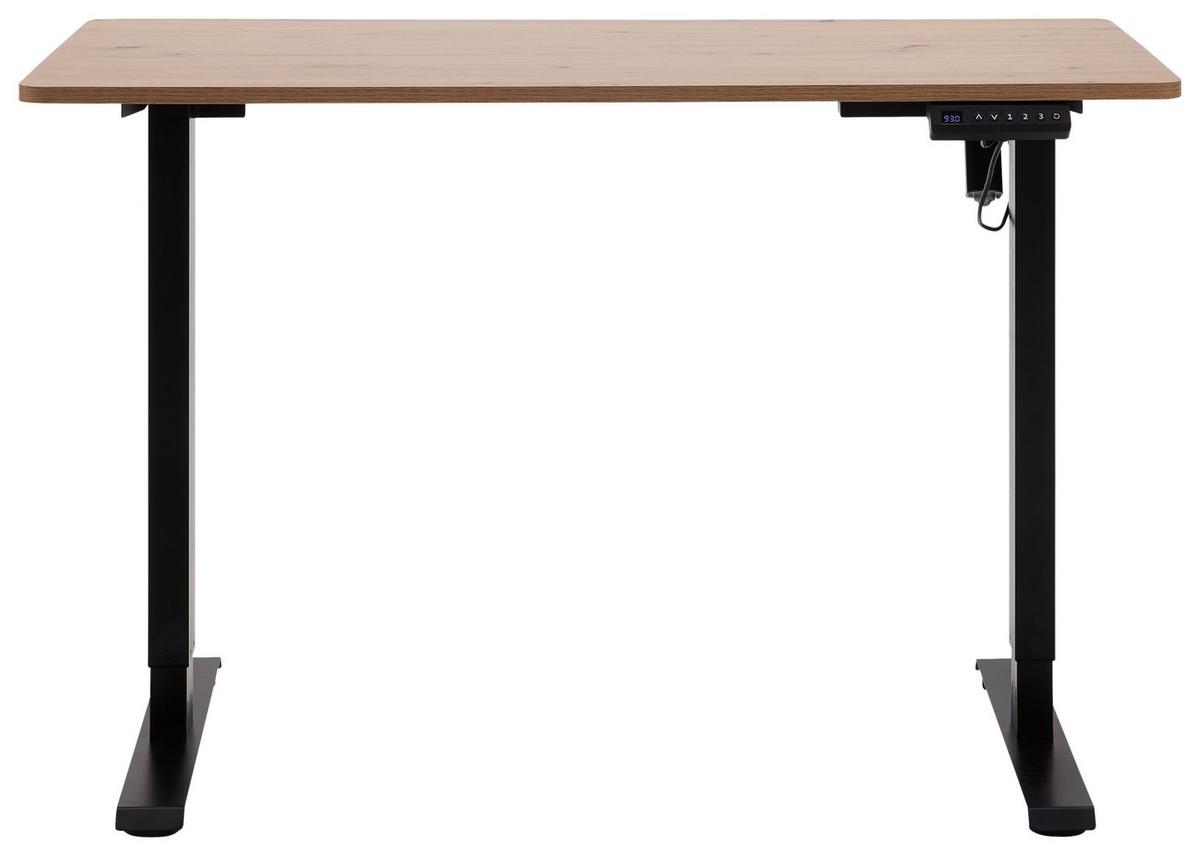 Íróasztal Állítható Emil - fekete/Artisan tölgy, Modern, faalapú anyag/fém (120/72-118/60cm) - Mömax