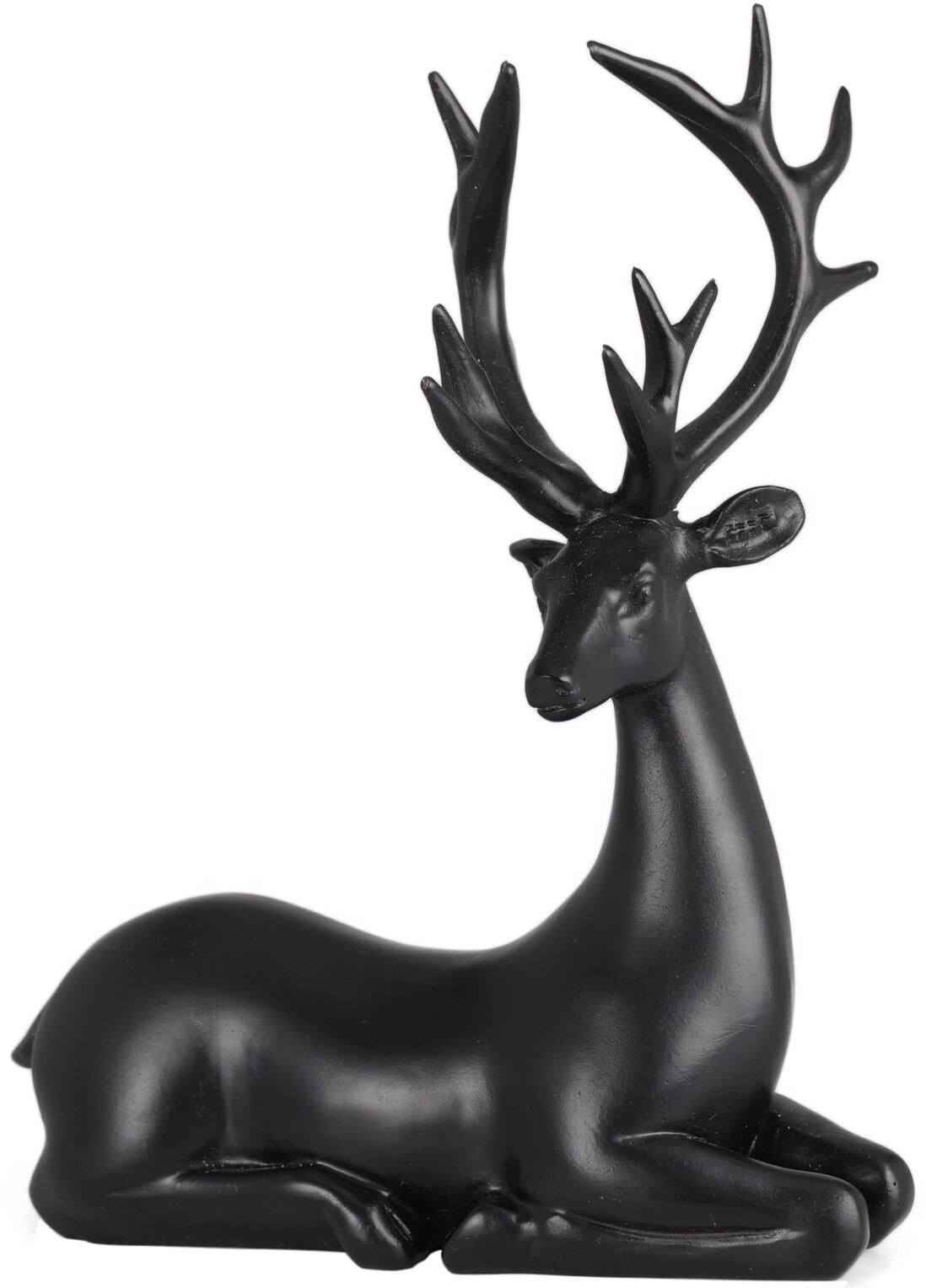 Figurină de Crăciun Deer - negru, Konventionell, plastic (16/6,5/20,5cm)